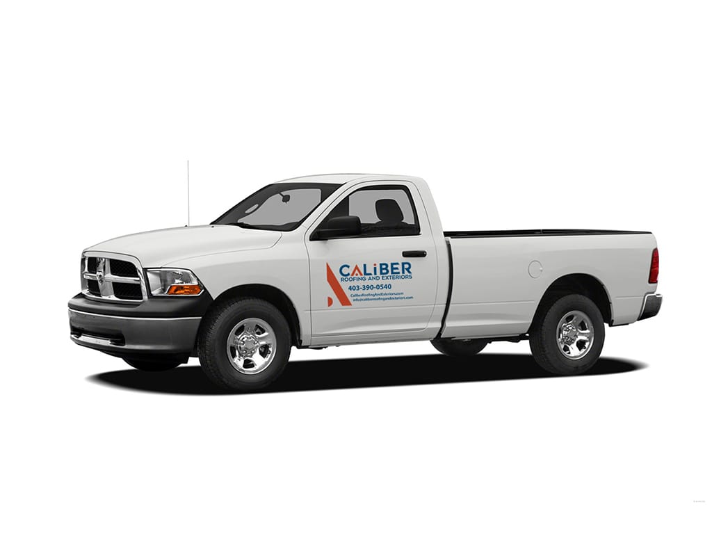 Caliber Roofing truck decal design